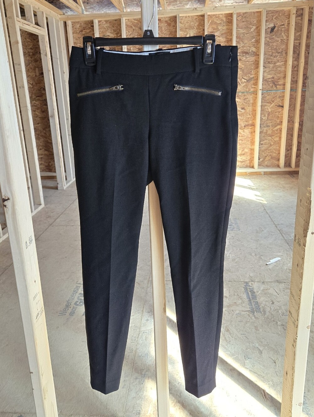 J. Crew The Minnie Black Ponte Ankle Skinny Pants with Zip Details